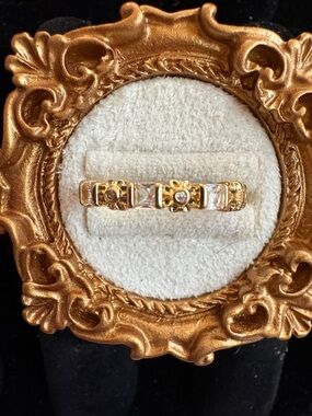 Gold Floral CZ Stackable Ring - Women Jewelry